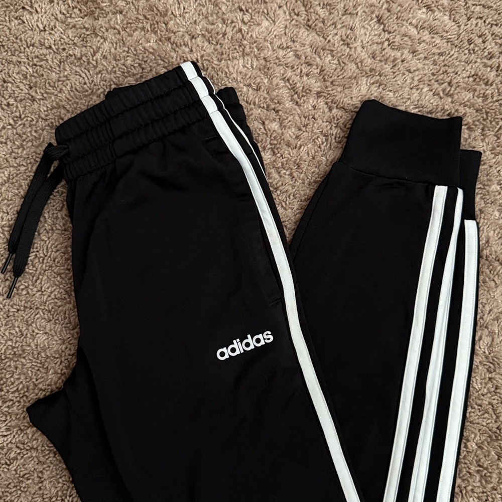 Adidas Black Joggers with White Accents